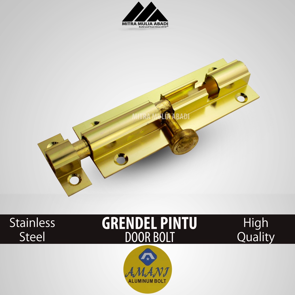 Slot Pintu Jendela Plat Tebal Grendel 4&quot; l Barrel Bolt- kuning