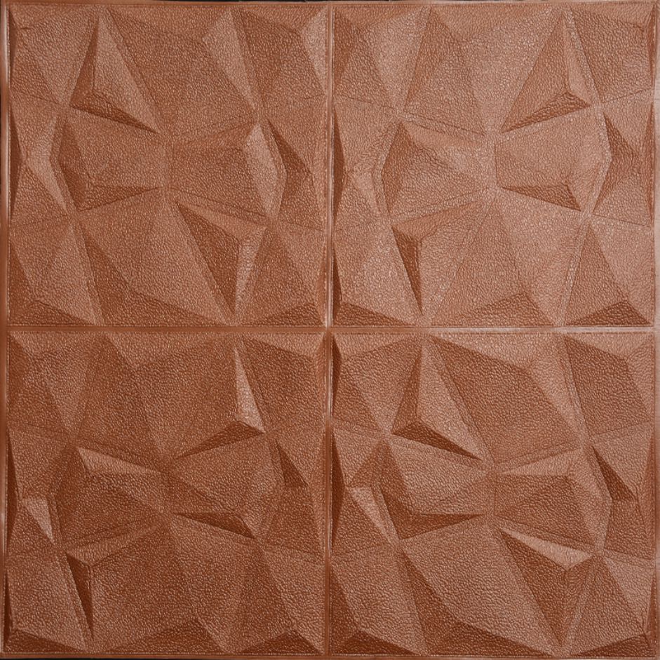 Wallpaper 3D Foam Panels Sticker Dinding / Wallfoam 3D Emboss Dekorasi Kamar Rumah [Seri Q] Motif Diamond-COKELAT