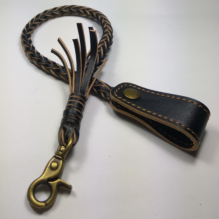 tali dompet anyaman kulit wallet chain kulit asli rantai dompet