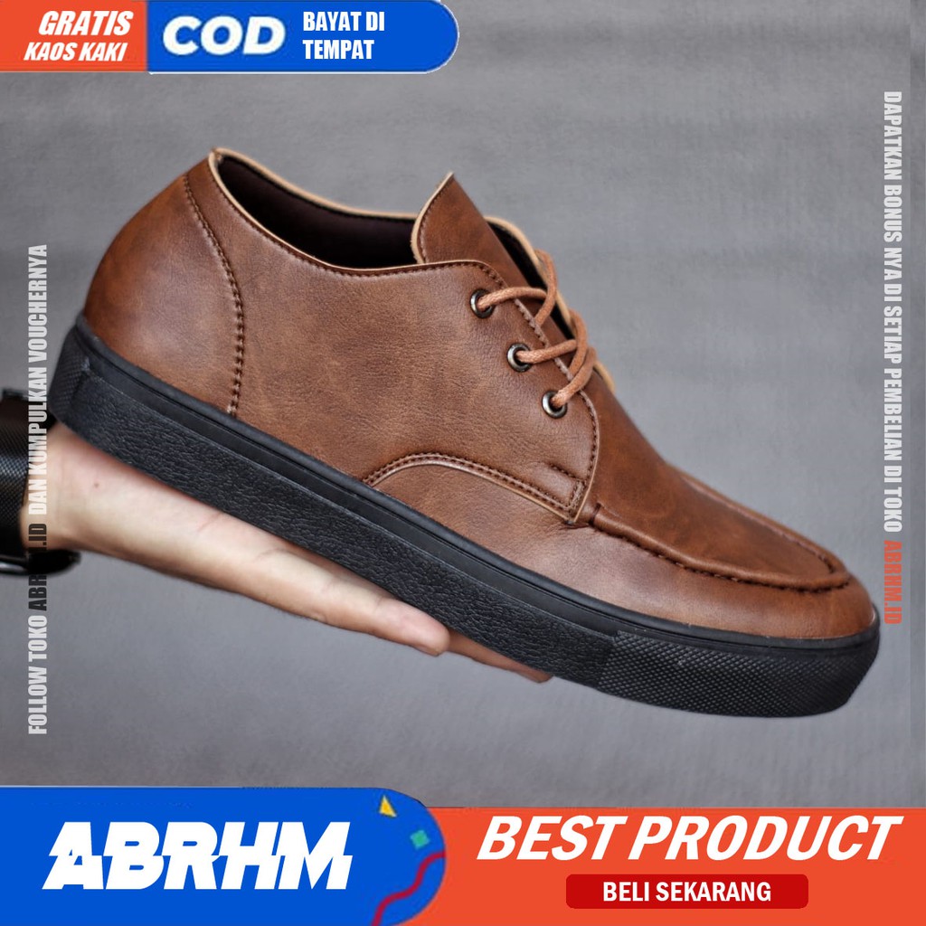 ABRHM X SAKA Sepatu Formal Pria Sepatu Pria Casual Pantofel Kulit Pu Premium Sepatu Kasual Cowok / Cowo Oxford Kerja Kantor Kuliah Kondangan Gaya Keren Kekinian Original Murah Terlaris