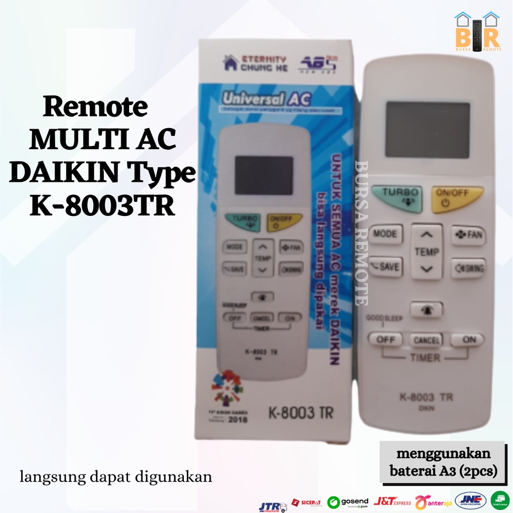 Remot / Remote AC DAIKin Type K-8003 INVERTER / ecer dan grosir