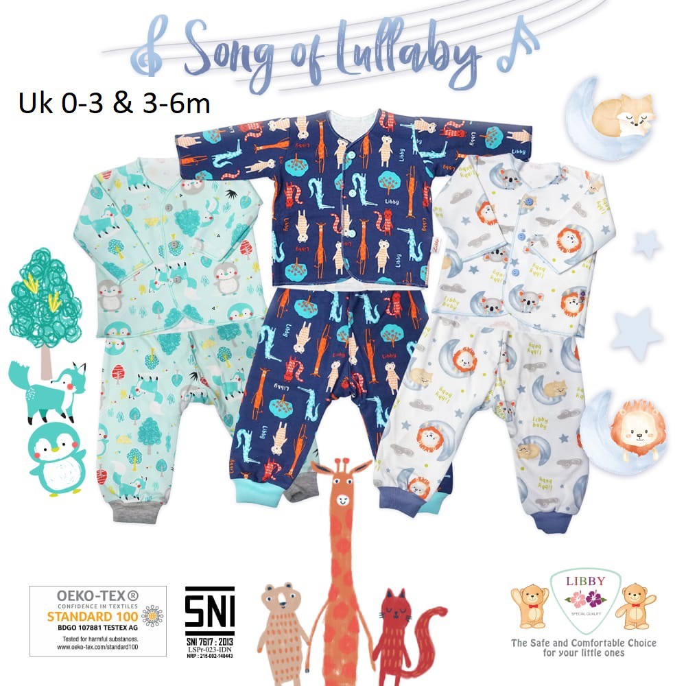 LIBBY Setelan Panjang S M L 2L XL XXL  Lullaby Sablon Boy Mix Girl TravelPakaian Bayi Libby CBKS