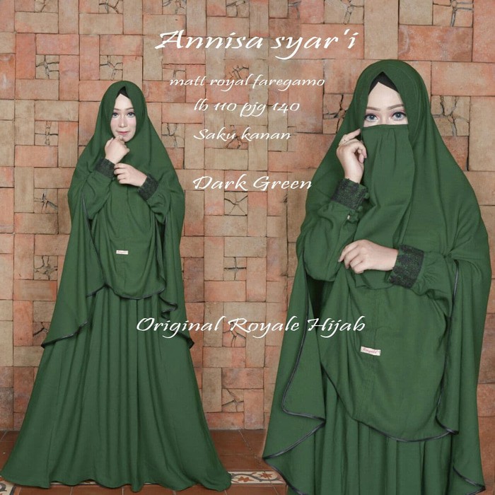 Jual Gamis Syari Setelan Cadar Busana Muslimah Polos Cantik ANNISA Ori Murah