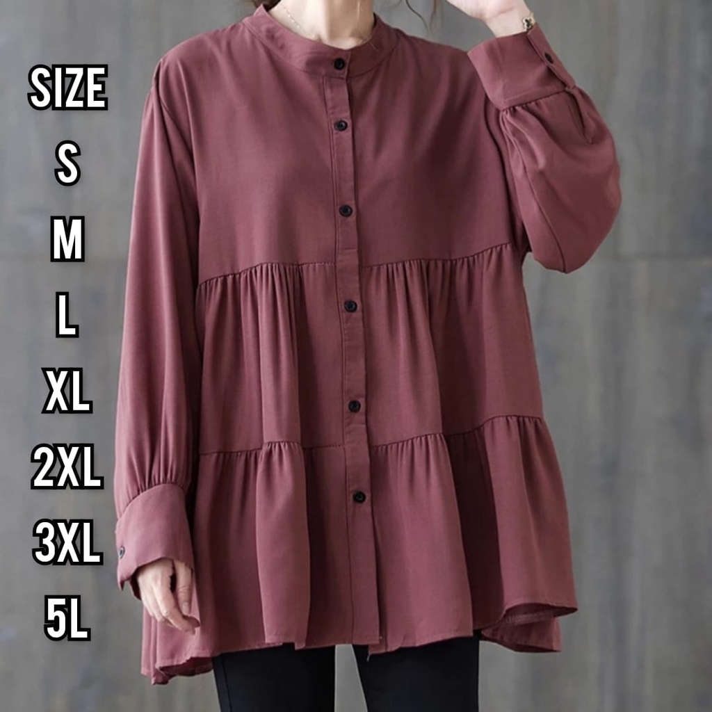 Elga Blouse - Ukuran S M L XL XXL 3XL 5L- Blouse Jumbo - Atasan Wanita Big Size - Baju Wanita Jumbo - Atasan Wanita Jumbo