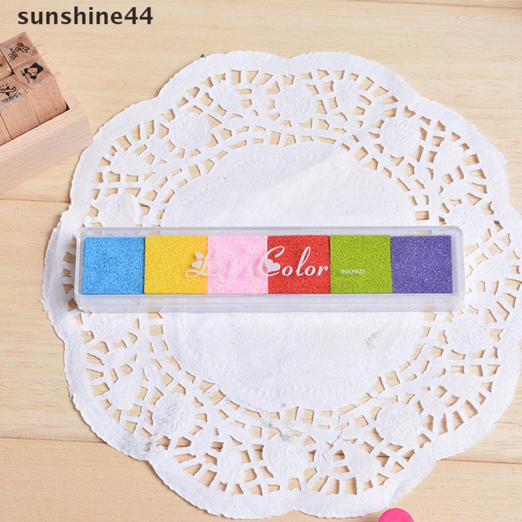 Sunshine Bantalan Tinta Stempel Karet 6 Warna Tidak Beracun Untuk DIY Craft