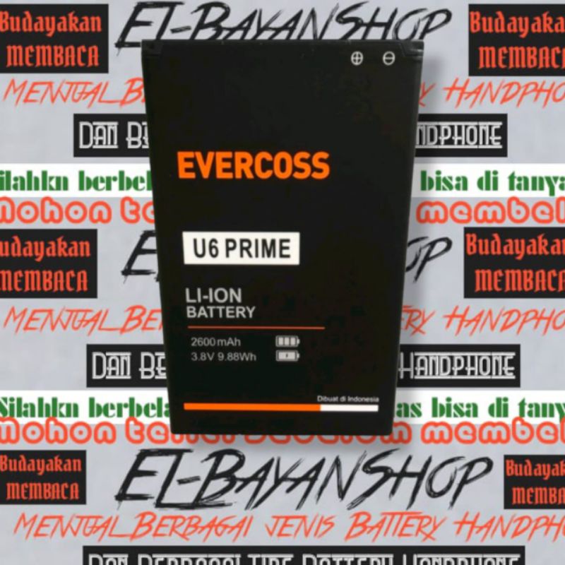 Batrai Evercoss U6 Prime Batre Cross U 6 Xtream 1 Prime Baterai Ever cross u6 Battery Original