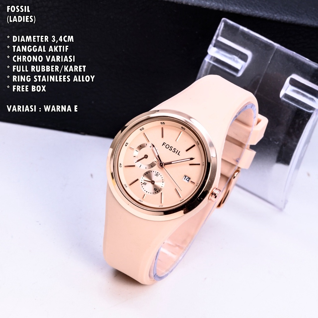 (BISA COD) JAM TANGAN WANITA FASHION TALI RUBBER BODY BULAT TANGGAL AKTIF