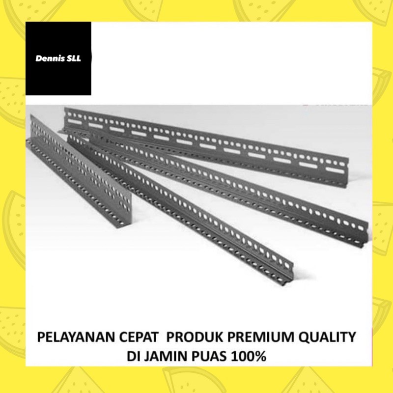 siku lubang besi abu | siku rak bolong 1.6mm x 50cm | rak penahan dinding gantung