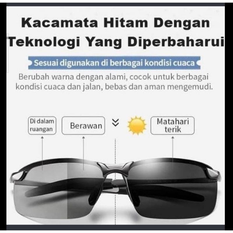 Kacamata anti silau siang dan malam photochromic polarized sunglasses