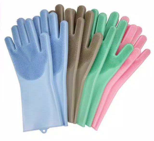 (sepasang) Sarung Tangan Cuci Piring Magic Silicone Cleaning Gloves Anti Panas