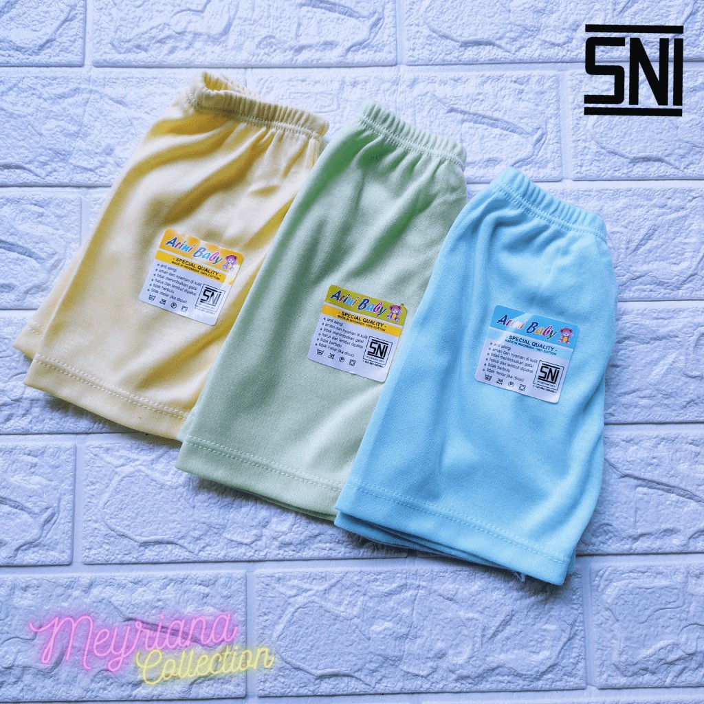 3 SET Celana Pendek Bayi Baru Lahir / 3 PCS Celana Bayi Newborn / 3 Celana Pendek Warna Soft SNI Bayi Baru Lahir Meyriana Collection