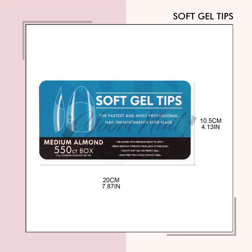 Soft gel tips box 550pcs medium coffin short stiletto medium almond toe fake nail transparant