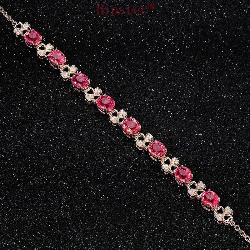 Hot Selling Classic Fashionable Rose Gold Pink Crystal Four-Leaf Clover Light Luxury Bracelet