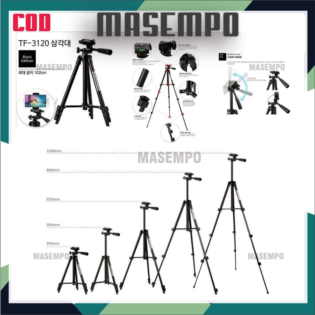 Tripod kamera HP 3120 Holder U Kaki Stabilizer 1 Meter