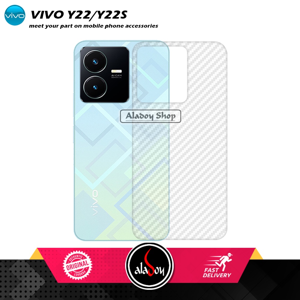 PAKET 2 IN 1 Tempered Glass Layar Vivo Y22/Y22S + Skin Carbon Film 3D