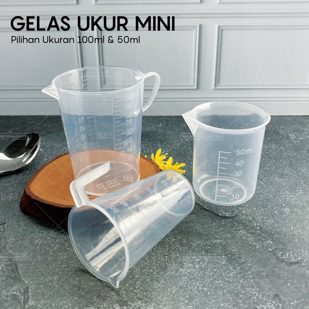 Gelas ukur plastik 50ml 100ml measuring cup 100 ml murah garis bening