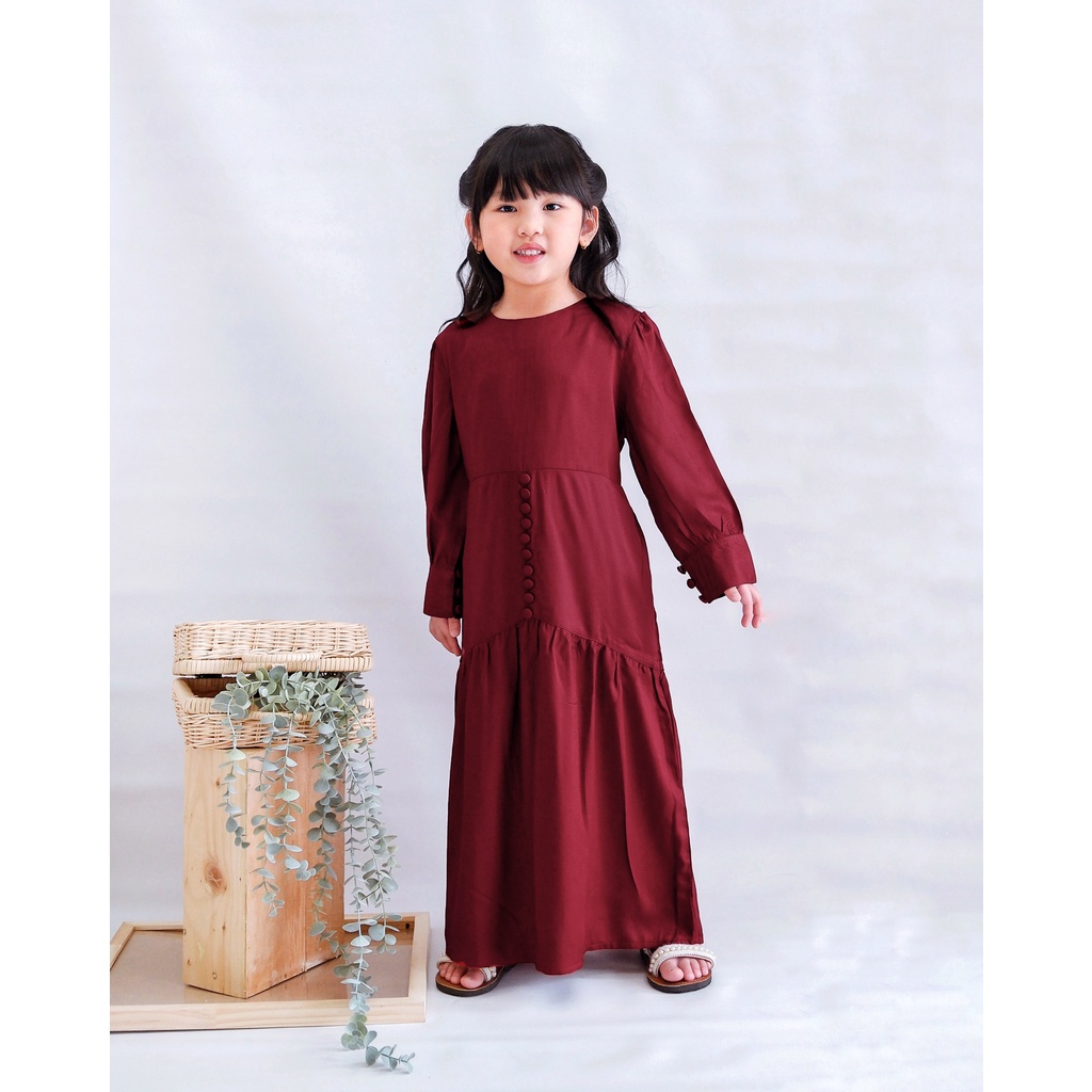 ALINA MAXI DRESS | Baju Anak | Dress Anak Perempuan | Dress Rayon | Dress Muslim Anak | Dress kancing Anak | Dress Mermaid anak | Puff dress anak