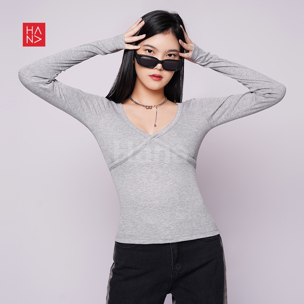 HanaFashion JKT - Nessie Top Knit Long Sleeve Atasan Casual Wanita Lengan Panjang - TS427