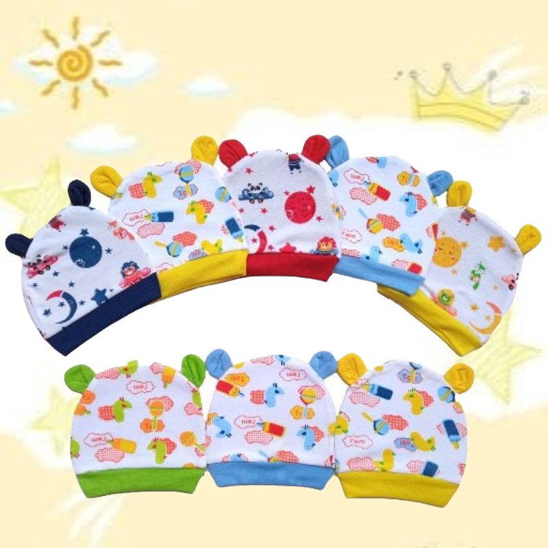 SNI KEYKO Topi set sarung tangan kaki renda kuping telinga bayi Newborn baru lahir