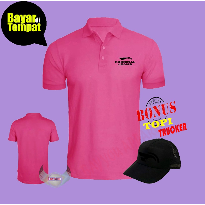BONUS TOPI….Kaos polo kerah distro/kaos polo kerah pria dan wanita/kaos kerah cardinal jeans bonus t