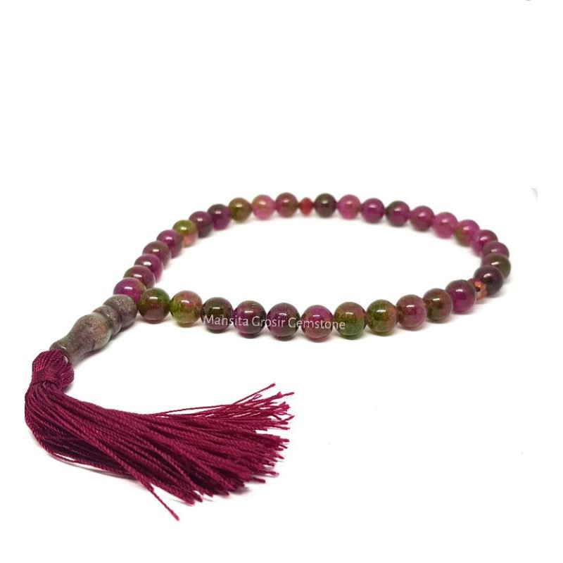 Tasbih Batu Ruby Tanzania 33 Butir Batu Alam Natural 100%