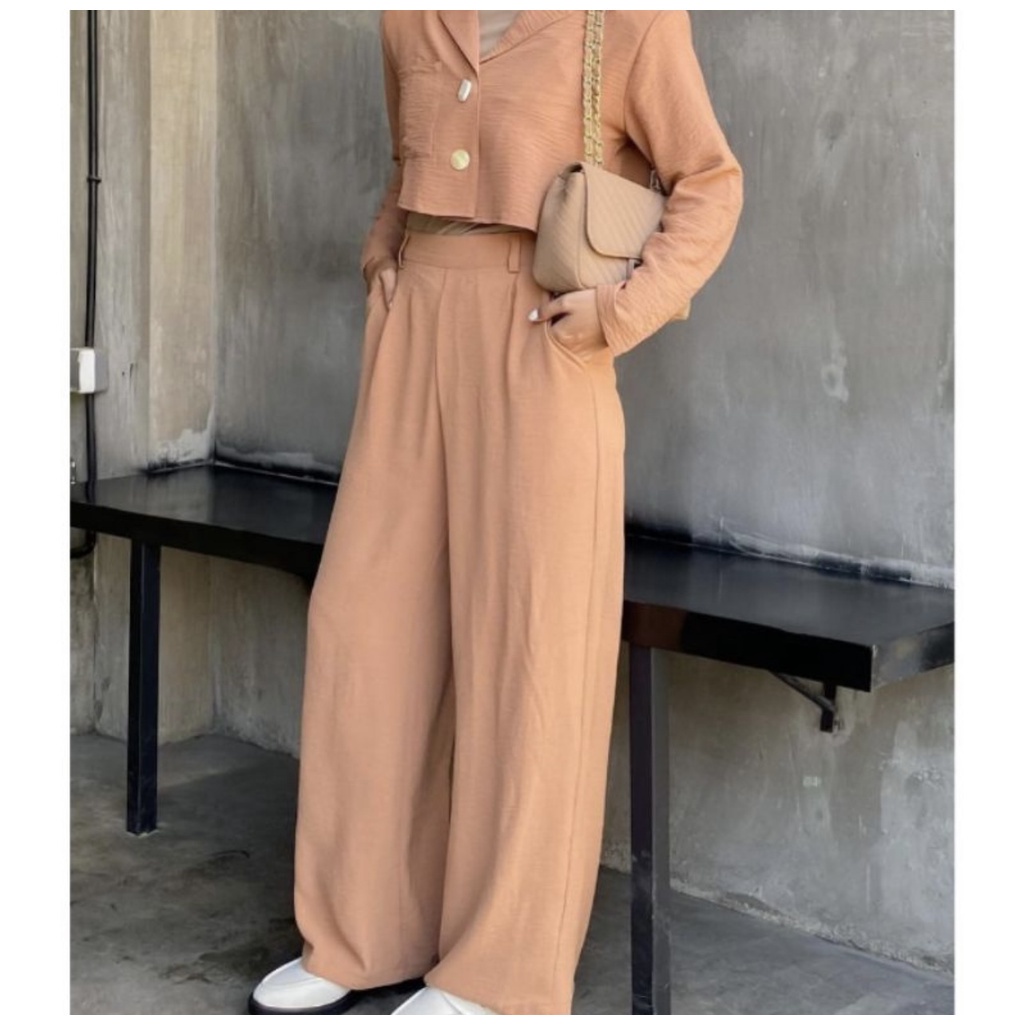 BEFAST - ZFC OOTD OOTD Setelan SAMIYO / DINA ONE SET / Setelan Wanita Keluaran Terbaru / Fashion Wanita Remaja Kekinian / Set Atasan Kemeja Crop Lengan Panjang+Celana Panjang / Pakaian Wanita Casual / Outfit Wanita Hijab / Oneset Polos Trendy