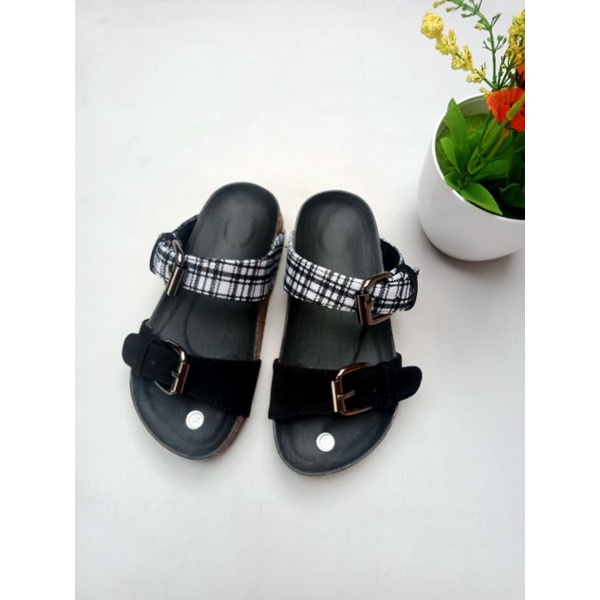 SANDAL BIRKEN ANAK MILANO BAN2 MOTIF KOTAK