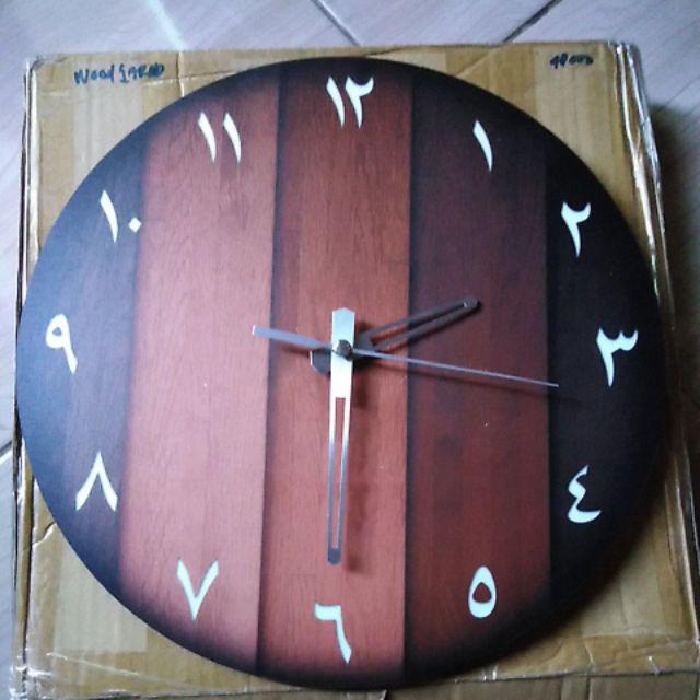  Jam  Dinding  Kayu Unik Artistik Hurup Romawi  Natural Wood 