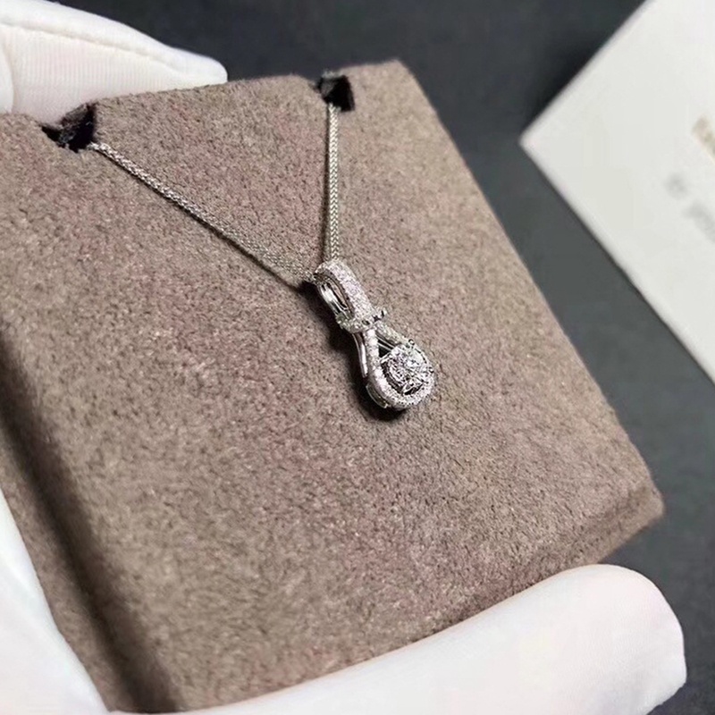 Kalung Kristal Cubic Zirconia Warna Silver Untuk Wanita