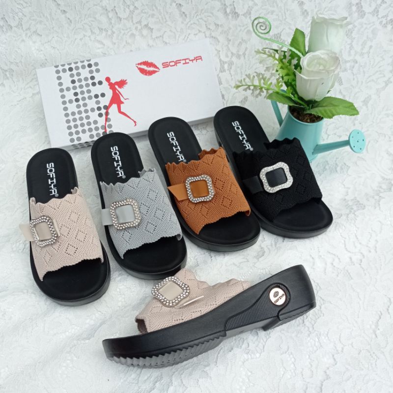 Sepatu wedges wanita rajut sepatu sofiya  B1201-80
