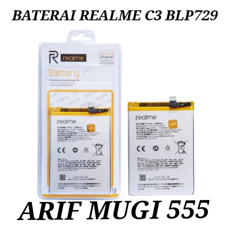 Battery Batrai Baterai Batre Realme C3 Blp729 Original