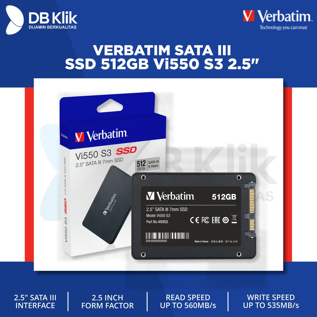 VERBATIM SATA III SSD 512GB Vi550 S3 " SSD 512GB Verbatim "