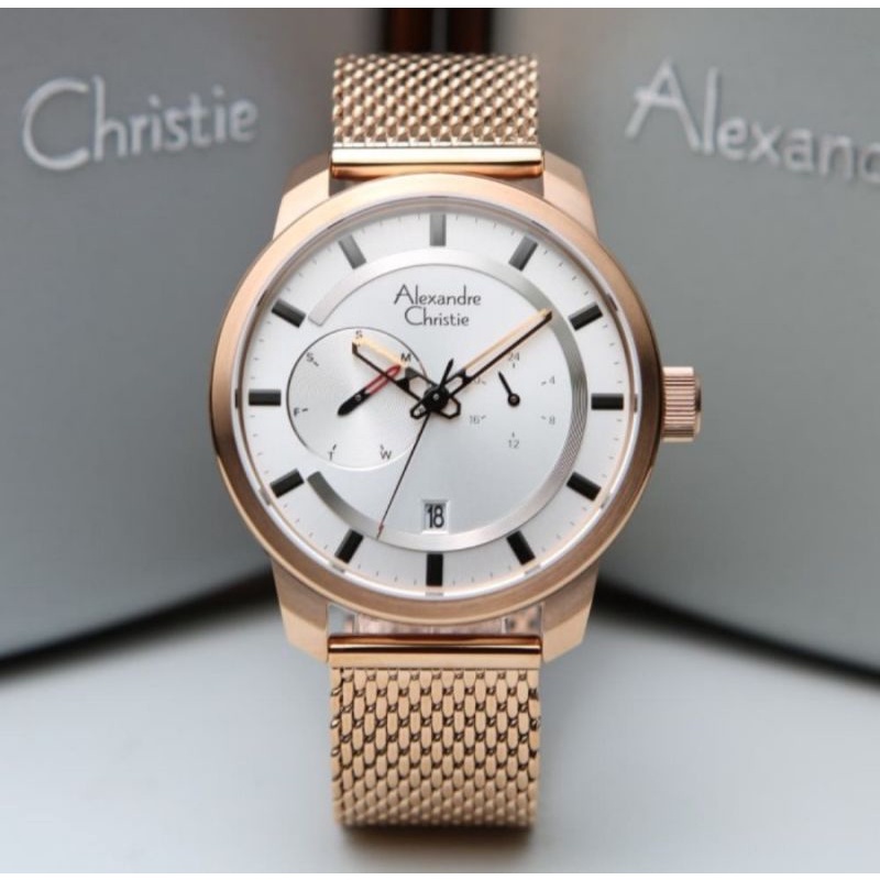 Jam Tangan Pria Alexandre Christie AC 6548/AC6548 Rosegold Original