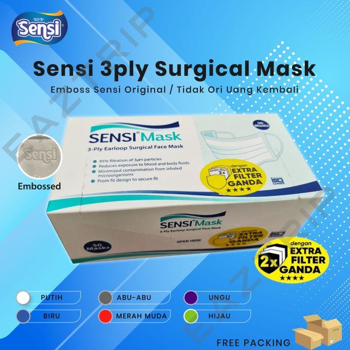 BOLEH DROPSHIP Masker Sensi Medis / Sensi 3ply Surgical Mask (50pcs)