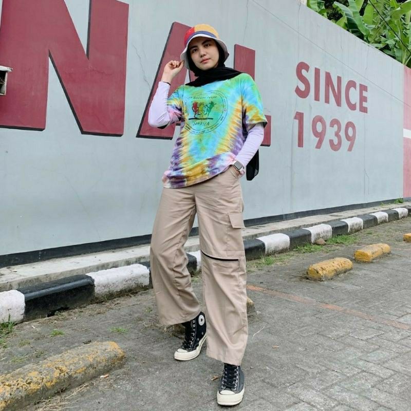 Zipper Pants Cargo Wanita | Celana Chino Wanita Korea Stradivarius Terlaris