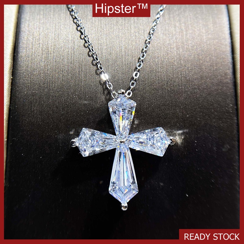 Luxury Super Flash High Carbon Diamond Cross Necklace