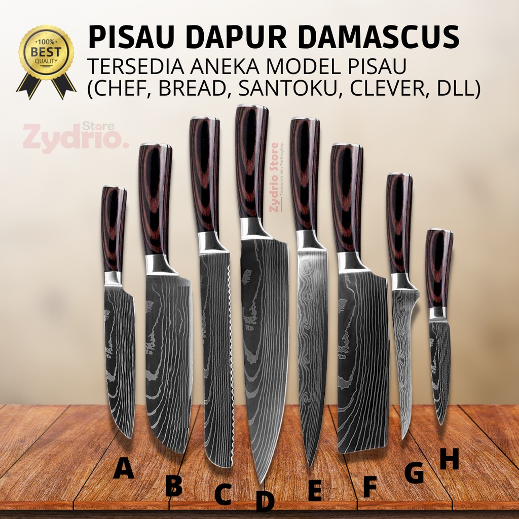 Pisau Dapur Premium Stainless Steel / Kitchen Knife Damascus Pattern