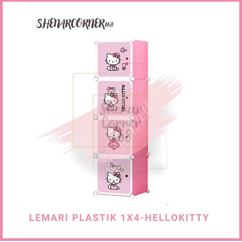 SHENAR LEMARI PLASTIK (1X4) 4 KOTAK BAJU PAKAIAN ANAK BAYI PORTABLE BONGKAR PASANG KARAKTER DORAEMON, SHENARCORNER168