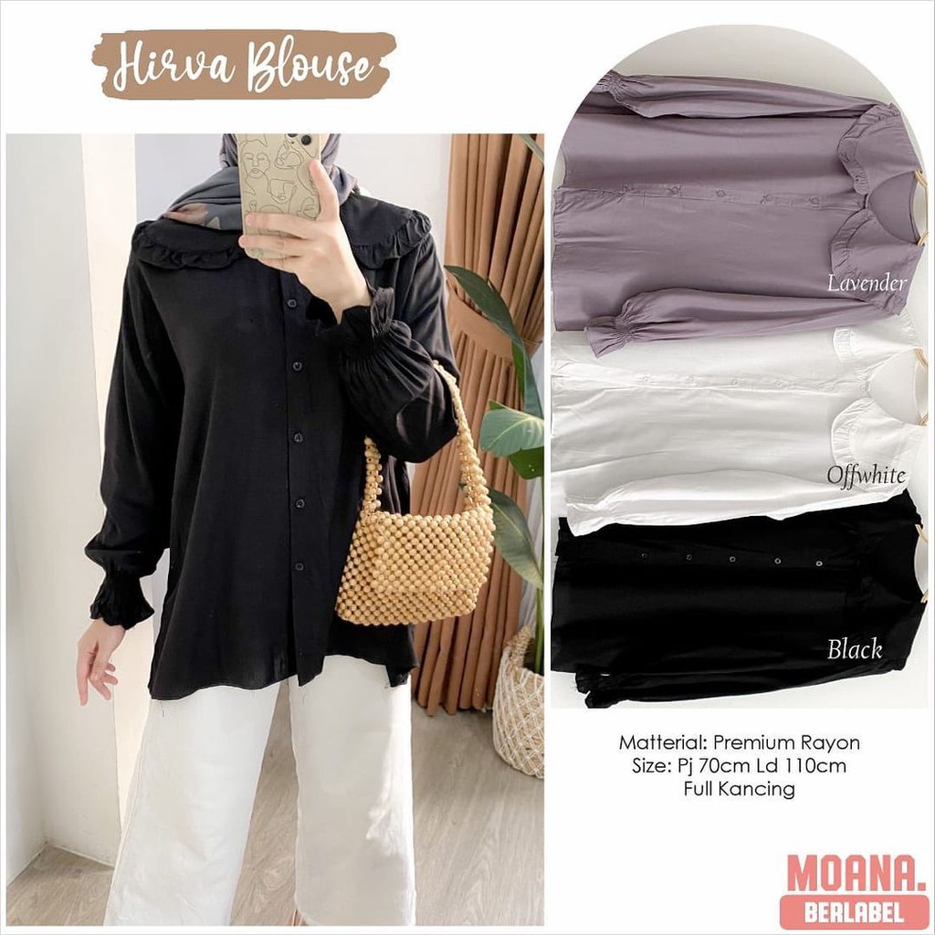 HIRVA BLOUSE - blouse wanita / blouse kekinian / blouse cantik / simple blouse / blouse polos