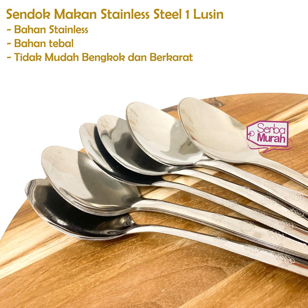 Sendok Makan Stainless Steel 1 Lusin / Sendok Makan dan Sendok Garpu Tidak Mudah Bengkok