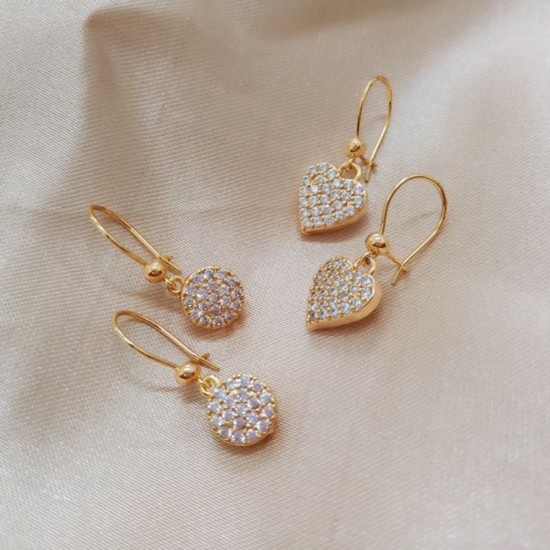 Anting xuping permata zirconis lapis emas