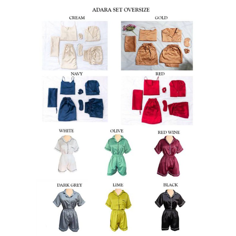 piyama satin set 7 in 1