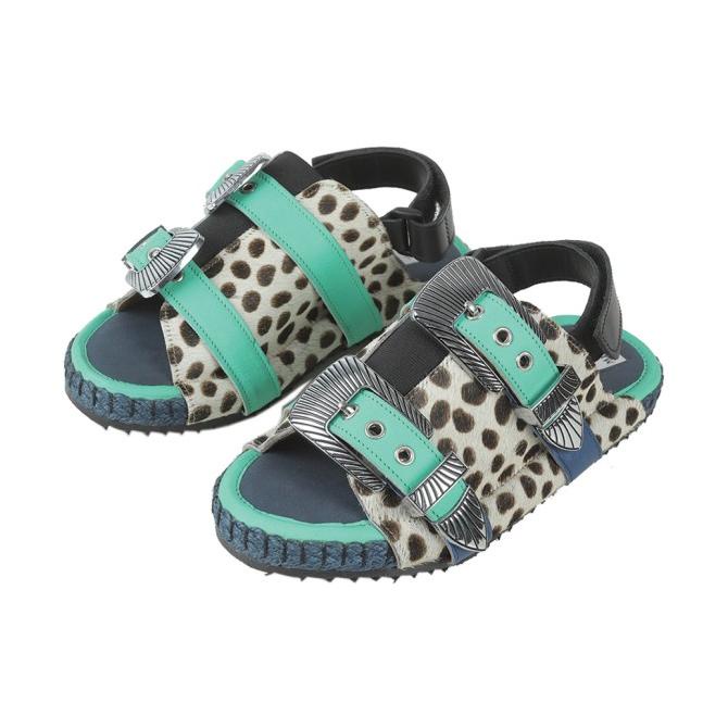 Sendal Tigah Home Minty Cheetah Slim Bucky Sliders With Backstrap