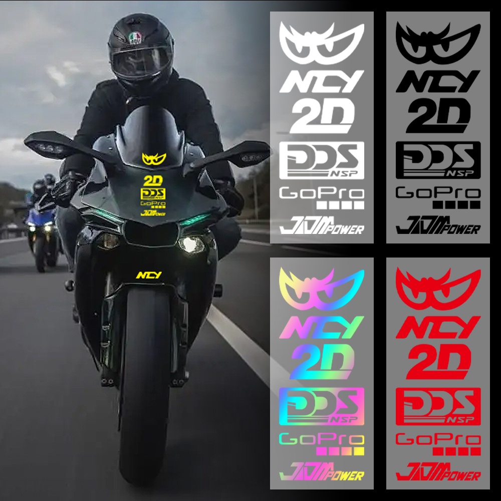 1set Stiker Spakbor Motor Reflektif Berik Gopro NCY Side Decal Helm Stiker Hias