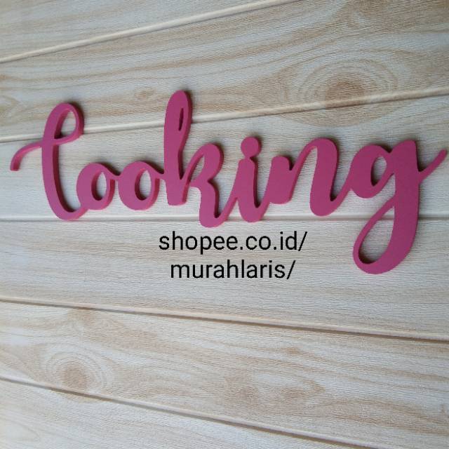 COD HiasanDinding Dapur Ruang Makan Happy Cooking Hiasan Dinding Huruf Tulisan Kayu