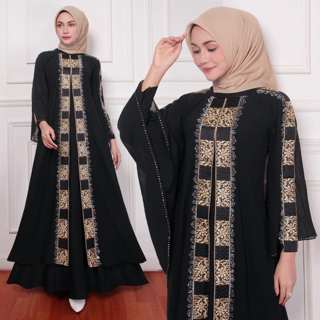 NJ // ABAYA TURKEY INUL N 1925 JERSEY SUPER MIX CERUTY BABYDOLL -  GAMIS DRESS PESTA KONDANGAN MEWAH