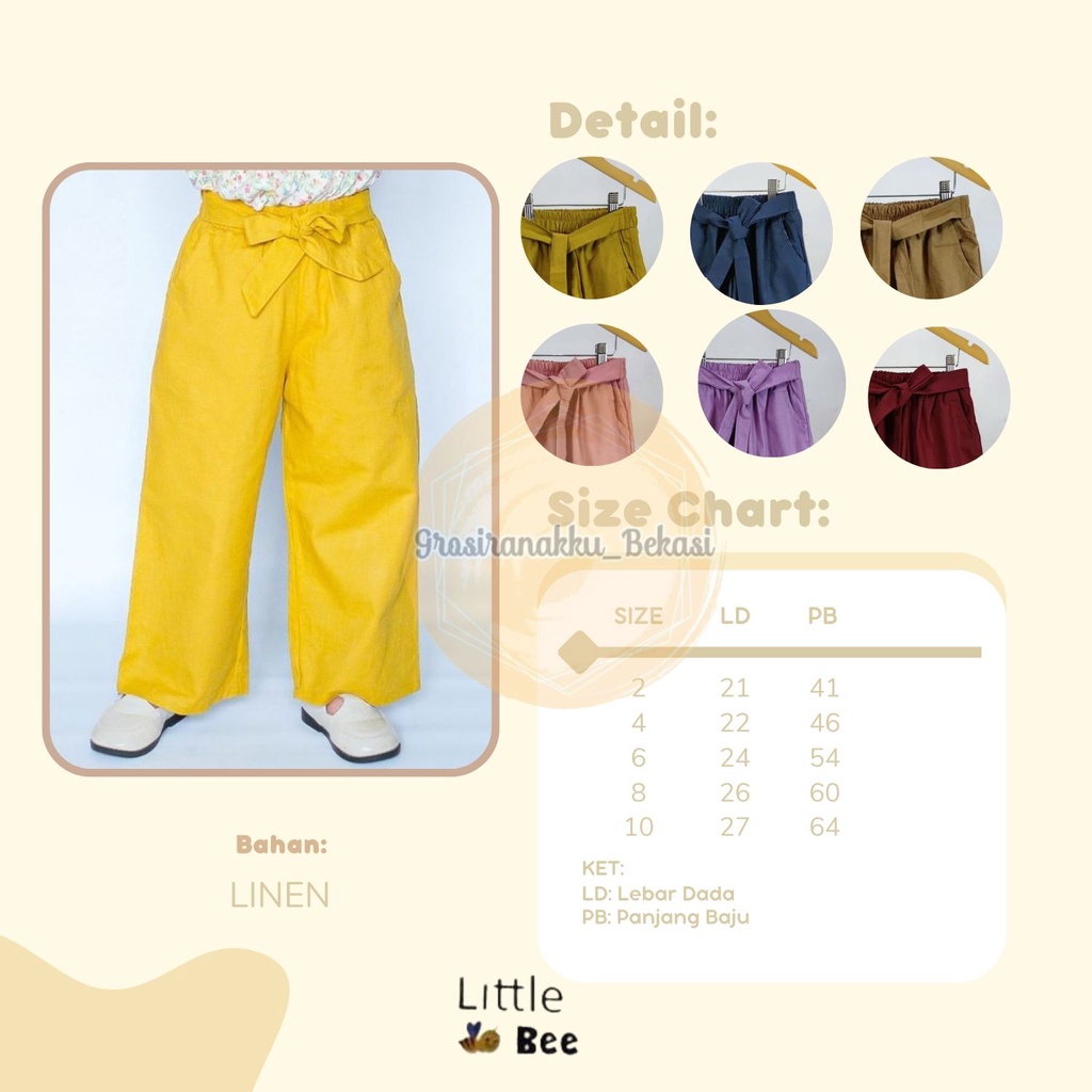 Kulot Anak Polos Sabrina Littlebee Junior Mix Warna 2-6Tahun