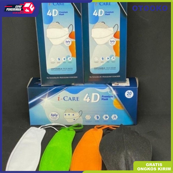 Masker 4D Kf94 EVO 3PLY KF 94 EVO PLUSmed  convex Warna cerah isi 20