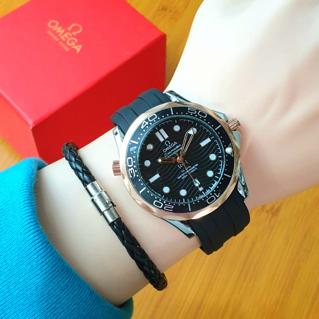 Jam Tangan Pria OMGA Tanggal Aktif Free Gelang Fashion,Jam Tangan Cowok Murah Anti Air Fashion Keren