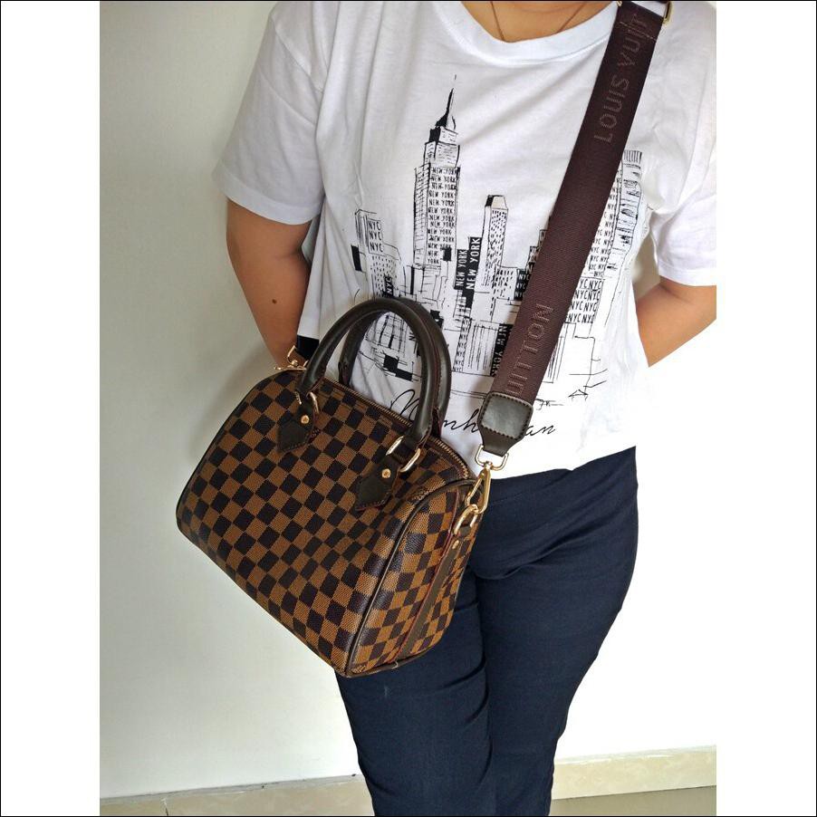 Top Handle L Bandolier Damier Lv Speedy Full Embos Tali Adjust